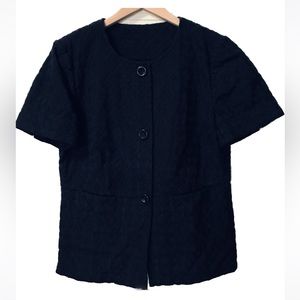 BANANA REPUBLIC Navy Blue Matelasse Short Sleeve Blazer Jacket Size 10